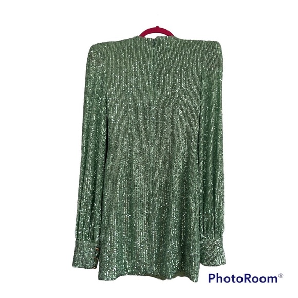 Mac Duggal Sequin Strong Shoulder Mini Dress - Picture 4 of 7